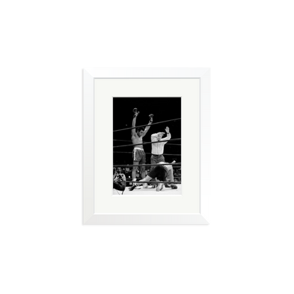 Muhammad Ali Knock Out Framed Print White Small