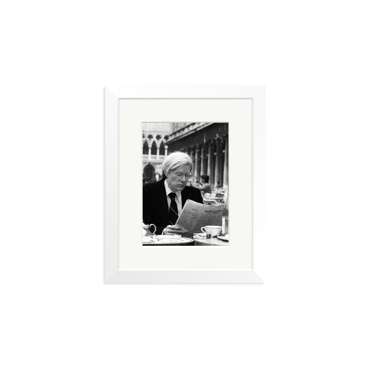 Andy Warhol in Venice Framed Print White Small