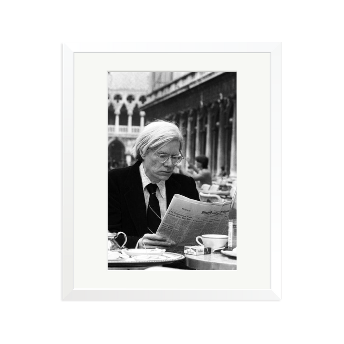 Andy Warhol in Venice Framed Print White Large