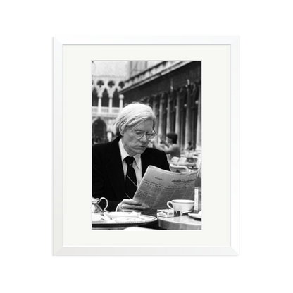 Andy Warhol in Venice Framed Print White Large