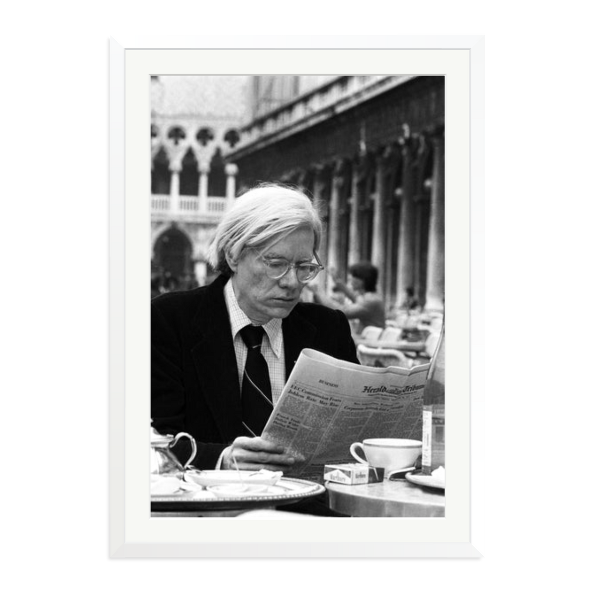 Andy Warhol in Venice Framed Print White XXL