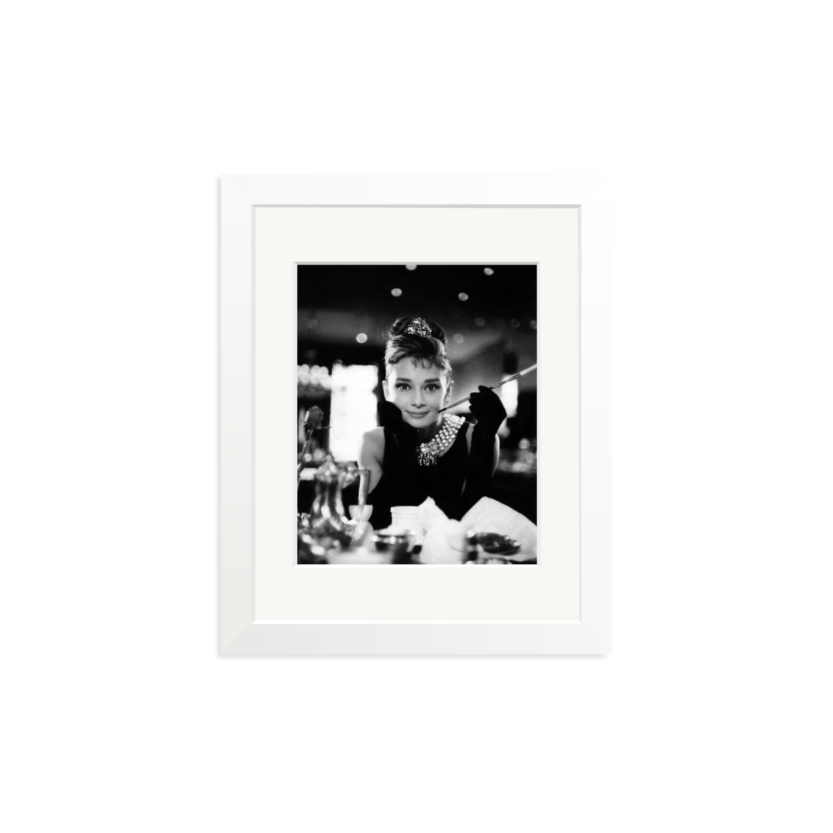 Audrey Hepburn Framed Print White Small