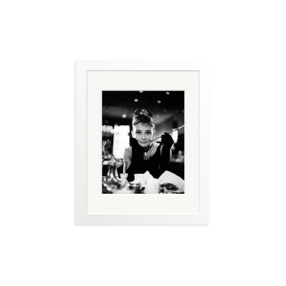 Audrey Hepburn Framed Print White Small