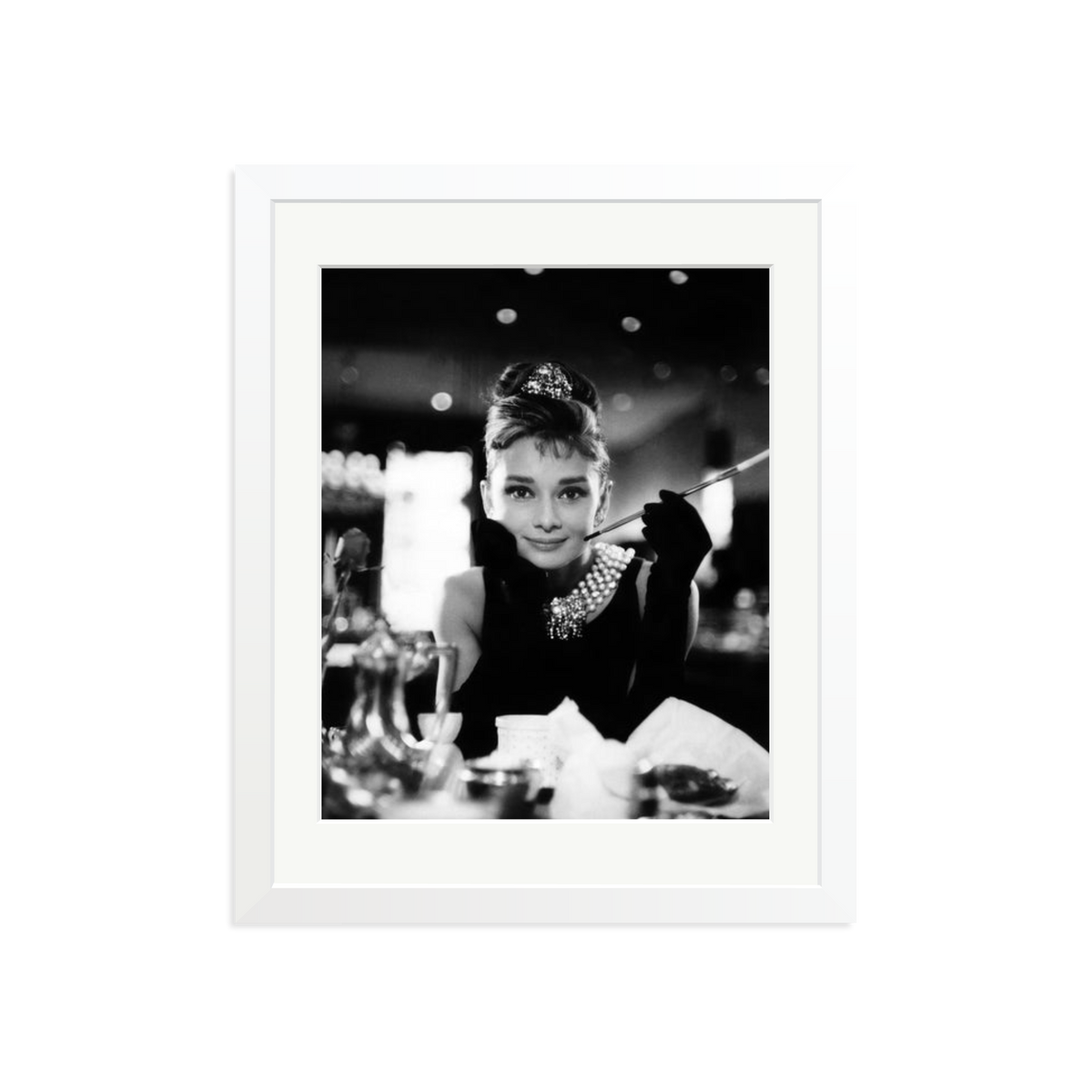 Audrey Hepburn Framed Print White Medium