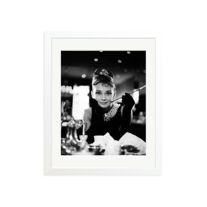 Audrey Hepburn Framed Print White Medium
