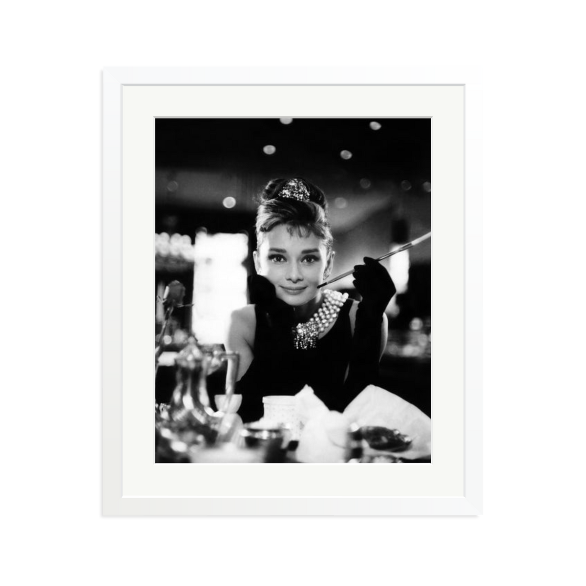 Audrey Hepburn Framed Print White Large