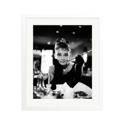 Audrey Hepburn Framed Print White Large