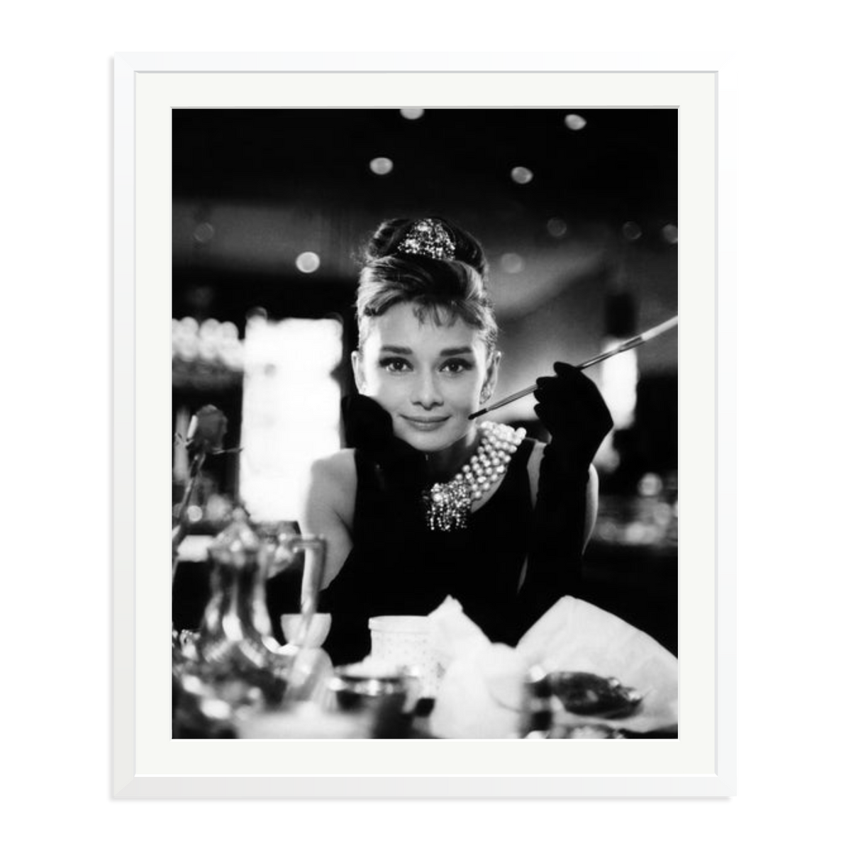 Audrey Hepburn Framed Print White XXL