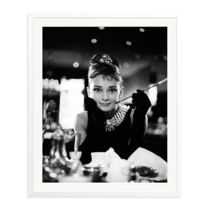 Audrey Hepburn Framed Print White XXL