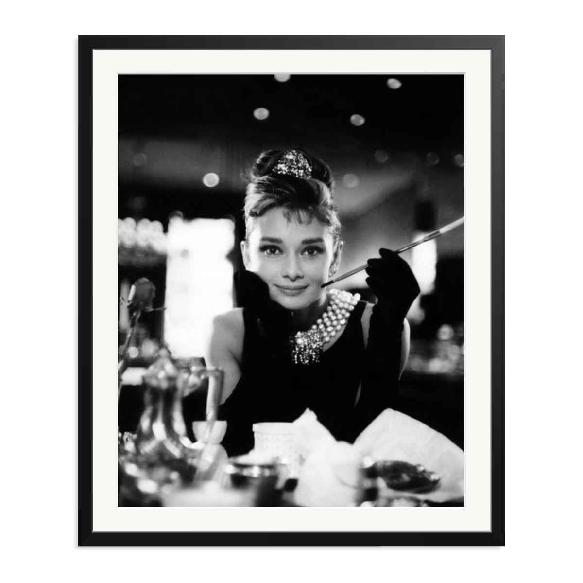 Audrey Hepburn Framed Print Black XXL