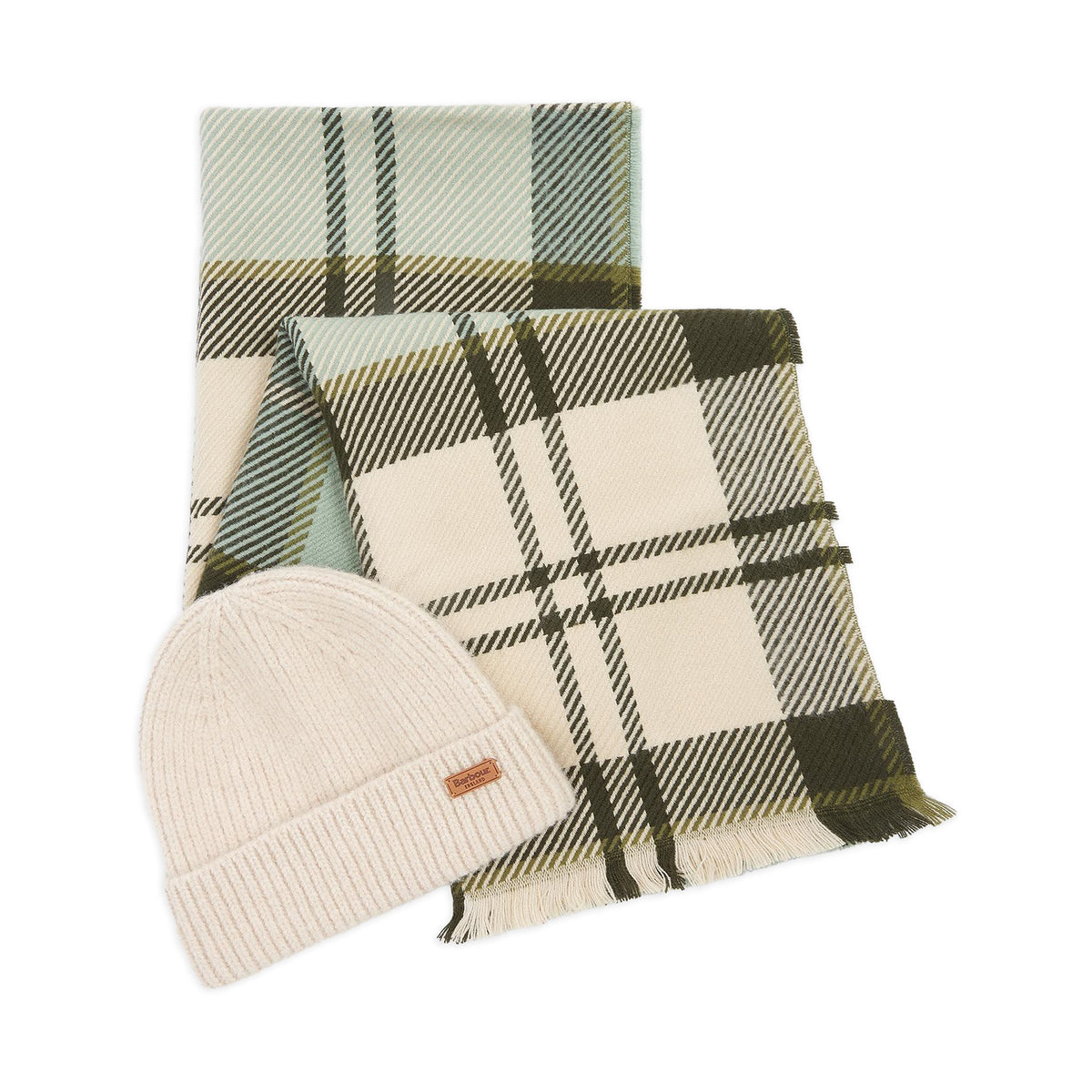 Barbour Ladies Pendle Beanie & Scarf Gift Set Mint