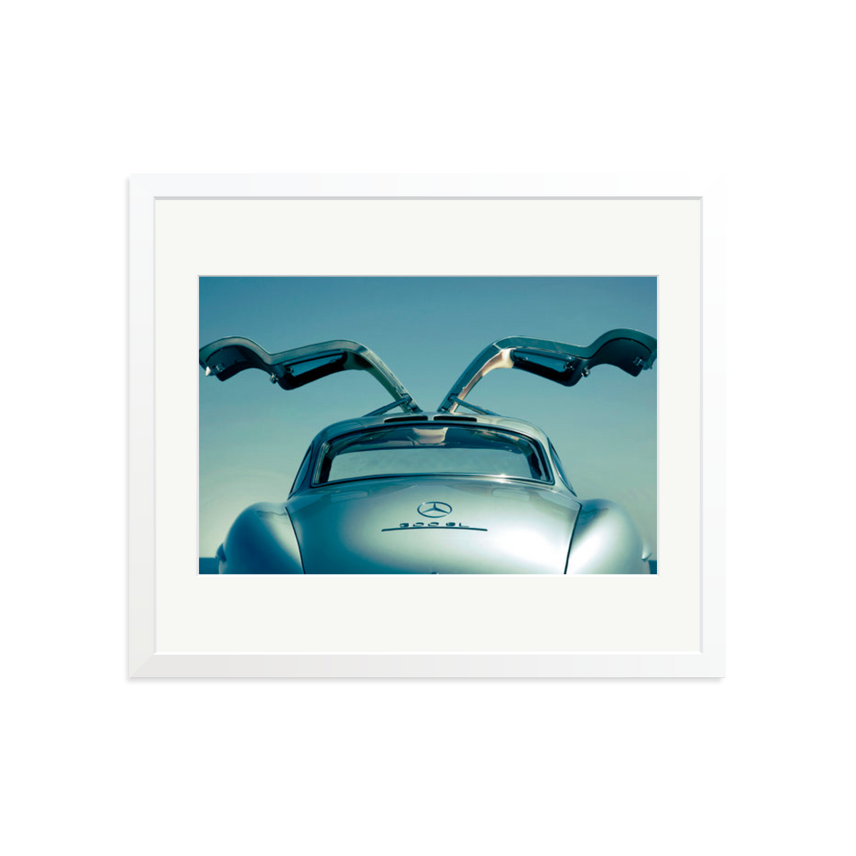 Mercedes Benz 300SL Gullwing Framed Print White Large