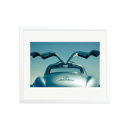 Mercedes Benz 300SL Gullwing Framed Print White Large