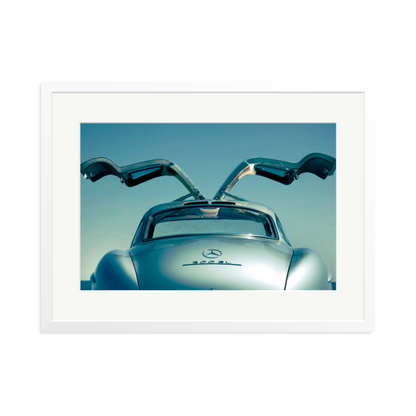 Mercedes Benz 300SL Gullwing Framed Print White XL