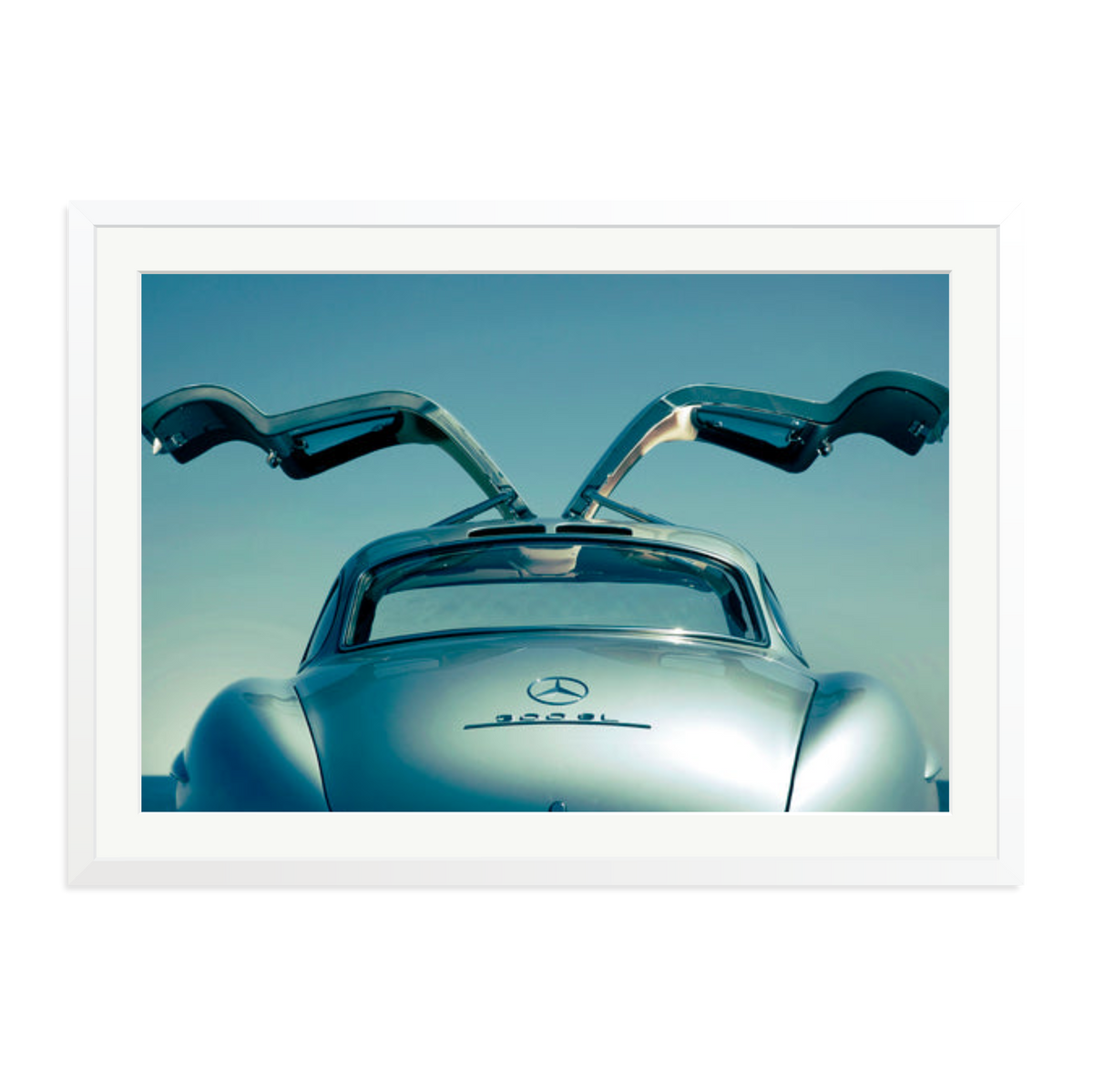 Mercedes Benz 300SL Gullwing Framed Print White XXL