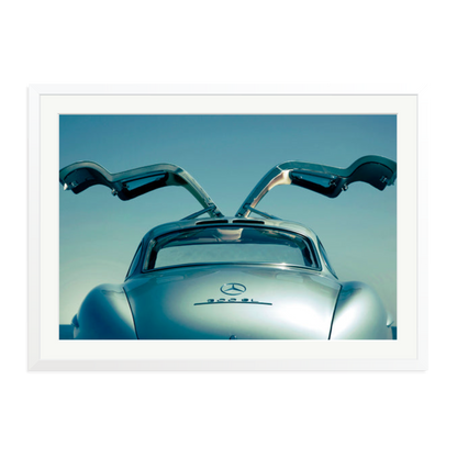 Mercedes Benz 300SL Gullwing Framed Print White XXL