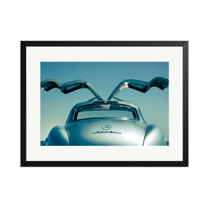 Mercedes Benz 300SL Gullwing Framed Print Black XL