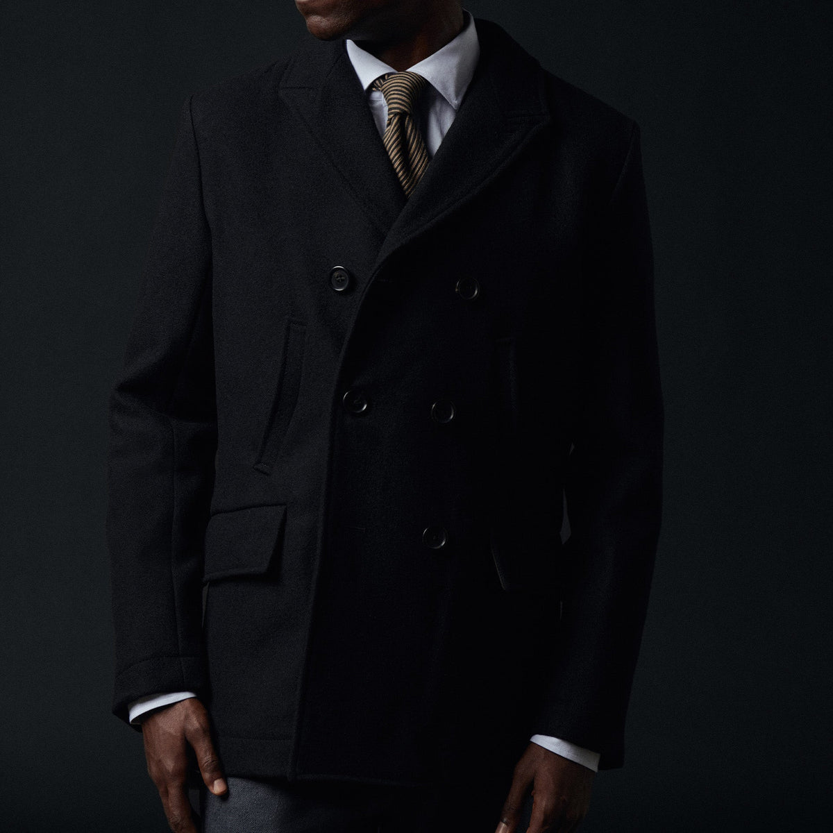 Billy Reid Black Bond Peacoat