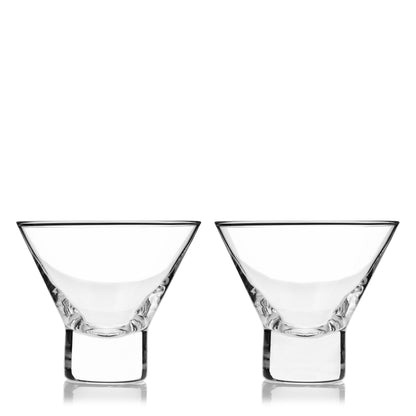 Raye Heavy Base Crystal Stemless Martini Glasses