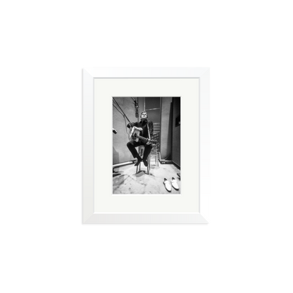 Johnny Cash in the Studio Framed Print White Small