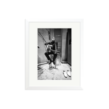 Johnny Cash in the Studio Framed Print White Medium
