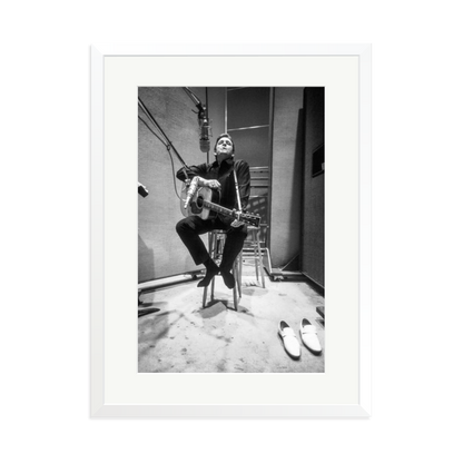 Johnny Cash in the Studio Framed Print White XL