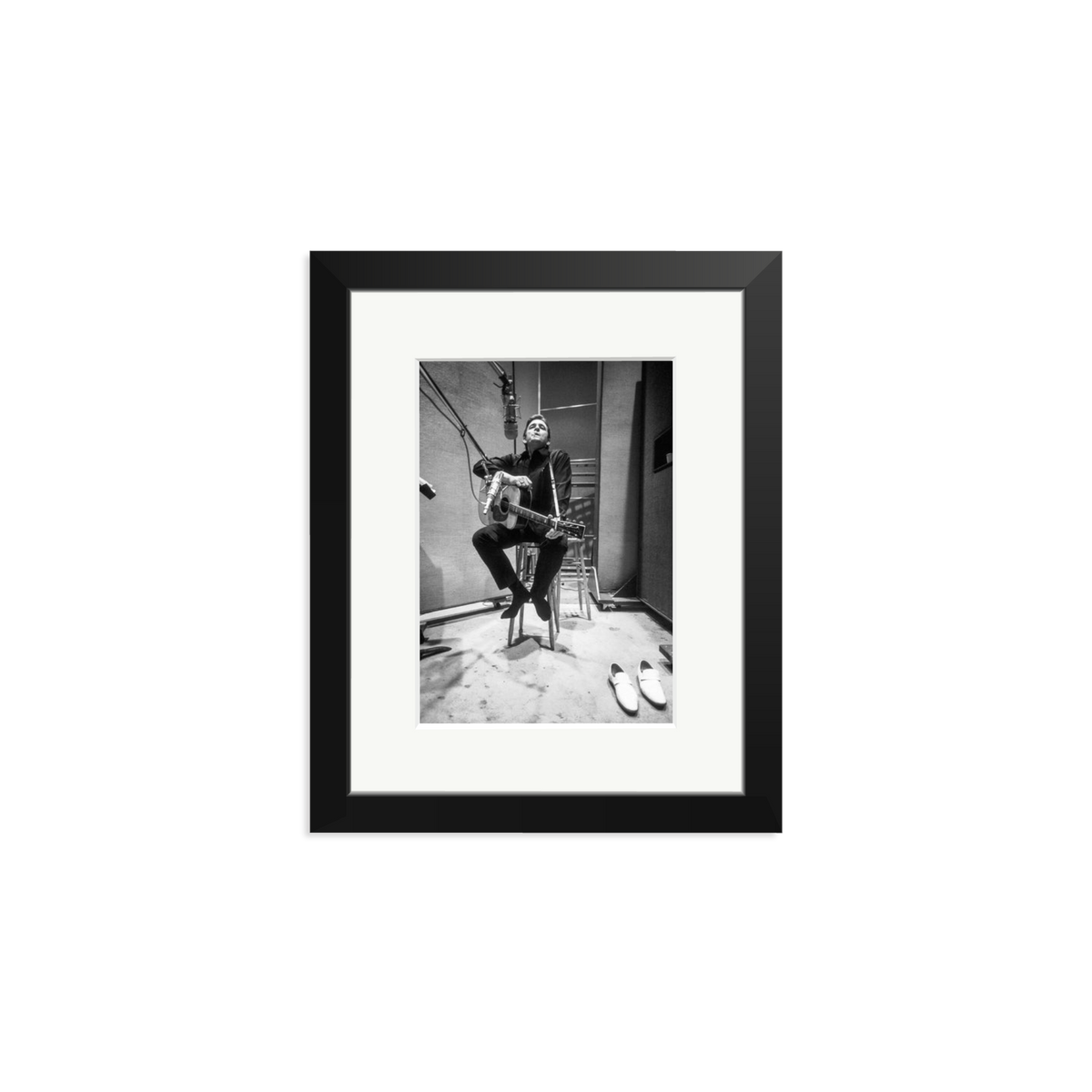 Johnny Cash in the Studio Framed Print Black Small