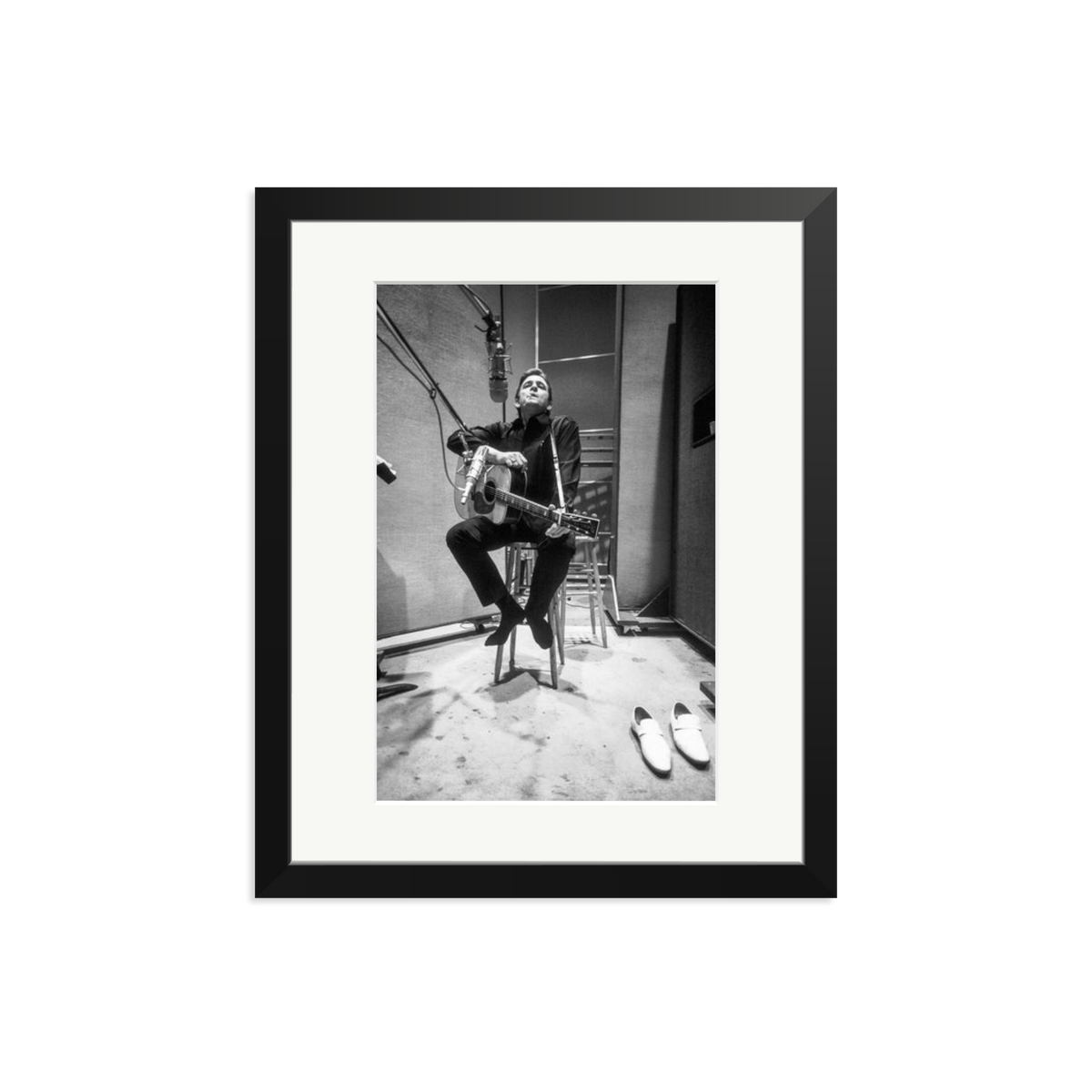 Johnny Cash in the Studio Framed Print Black Medium