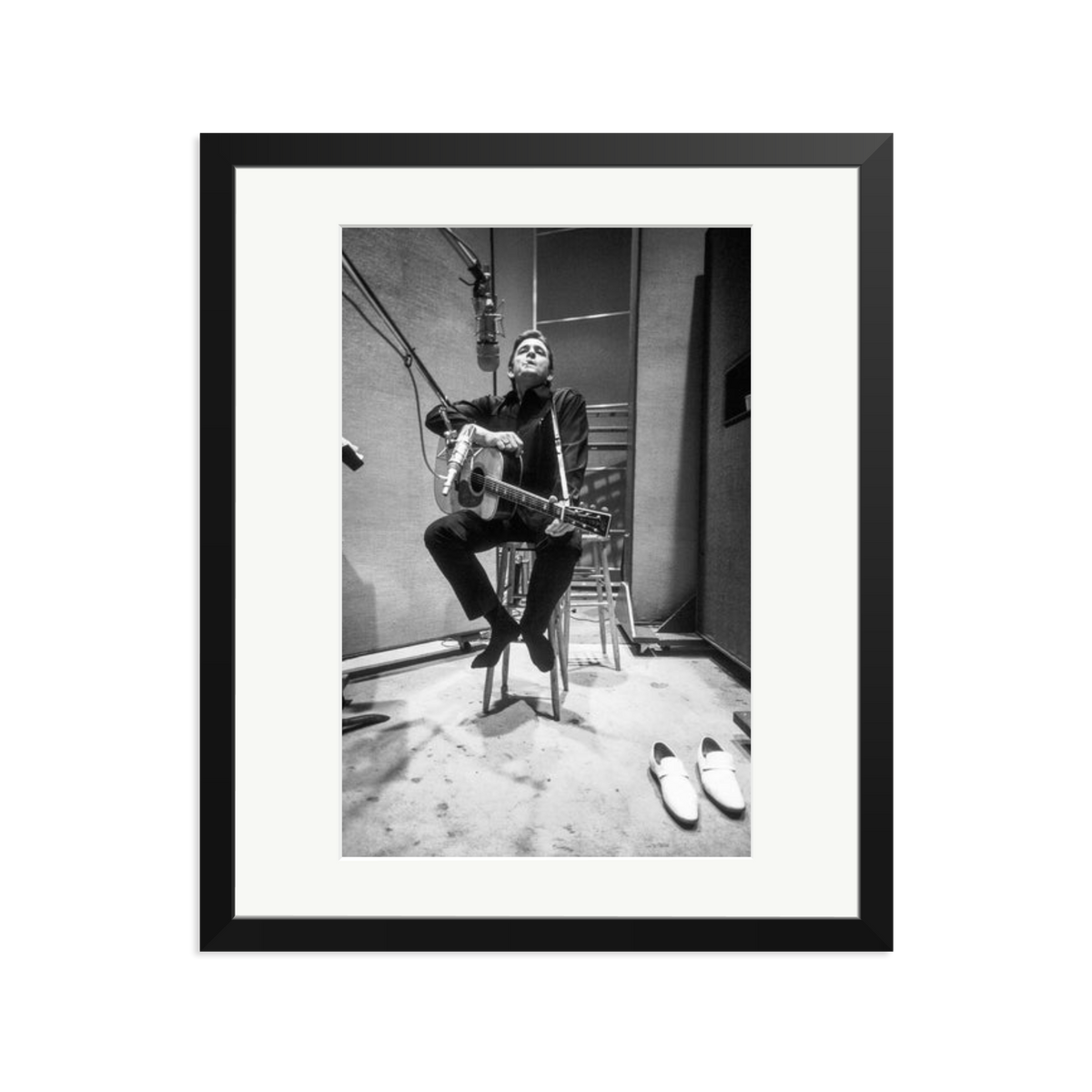 Johnny Cash in the Studio Framed Print Black Large
