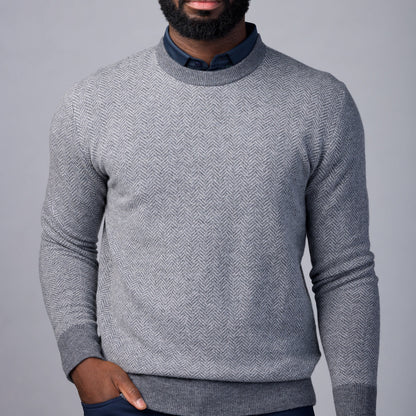 Asher Golf Sero Cashmere Herringbone Crewneck