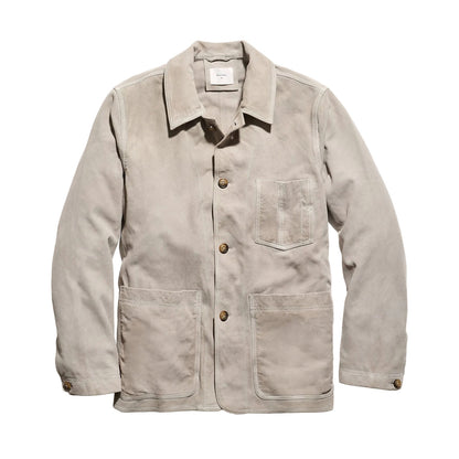 Billy Reid Colbert Waxed Suede Chore Coat In Grey Grey