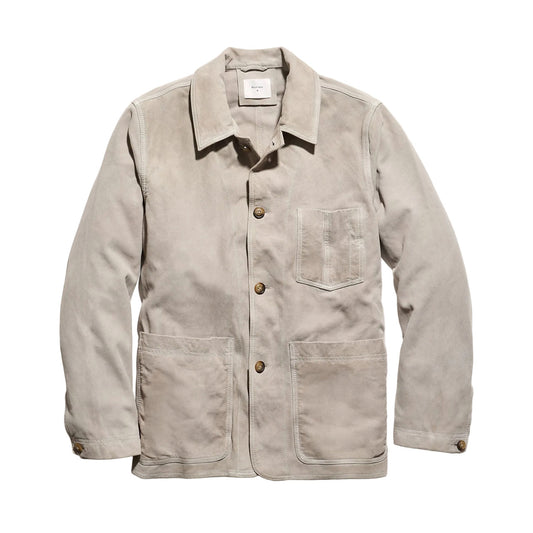 Billy Reid Colbert Waxed Suede Chore Coat In Grey Grey