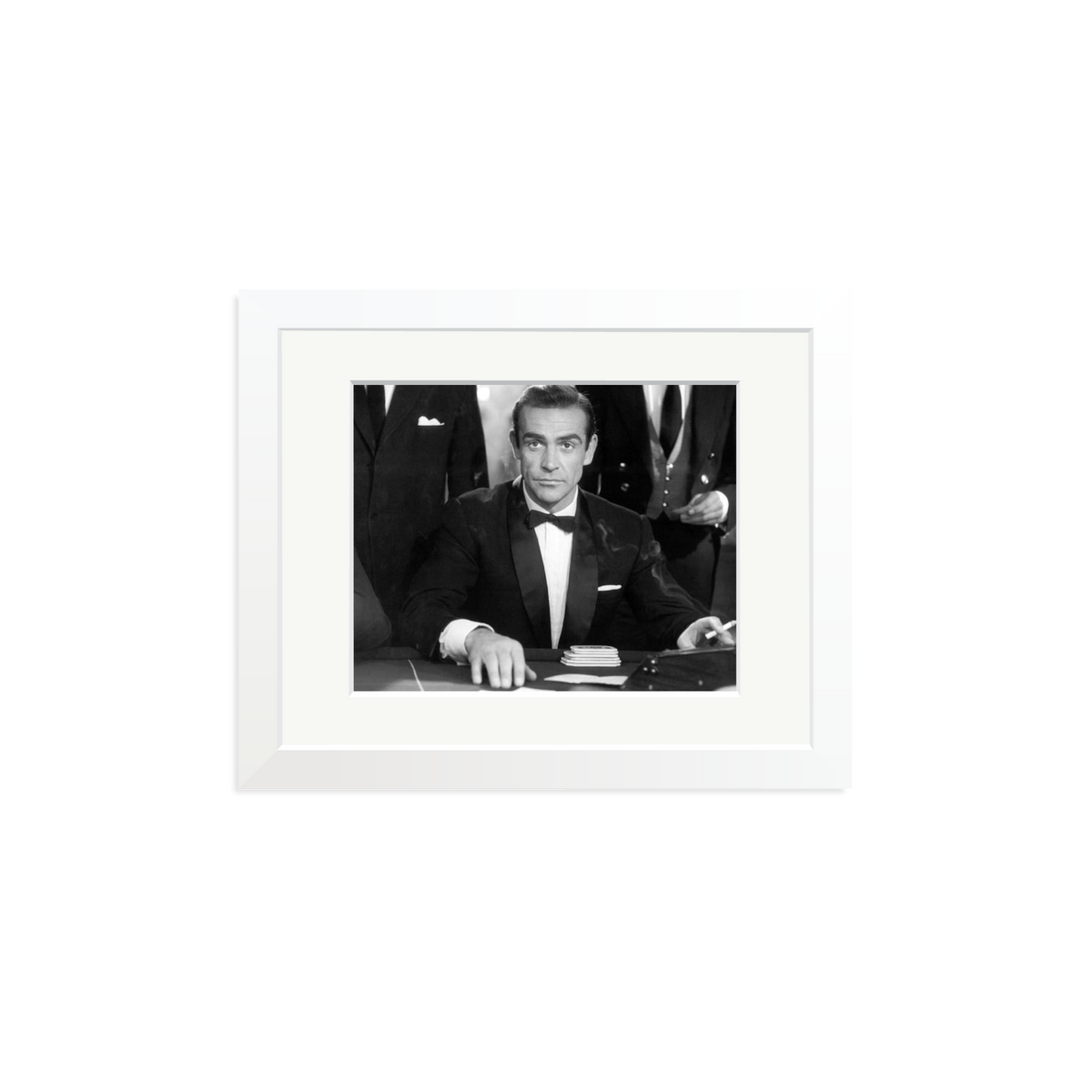 Sean Connery as Bond in Dr No Framed Print White Small