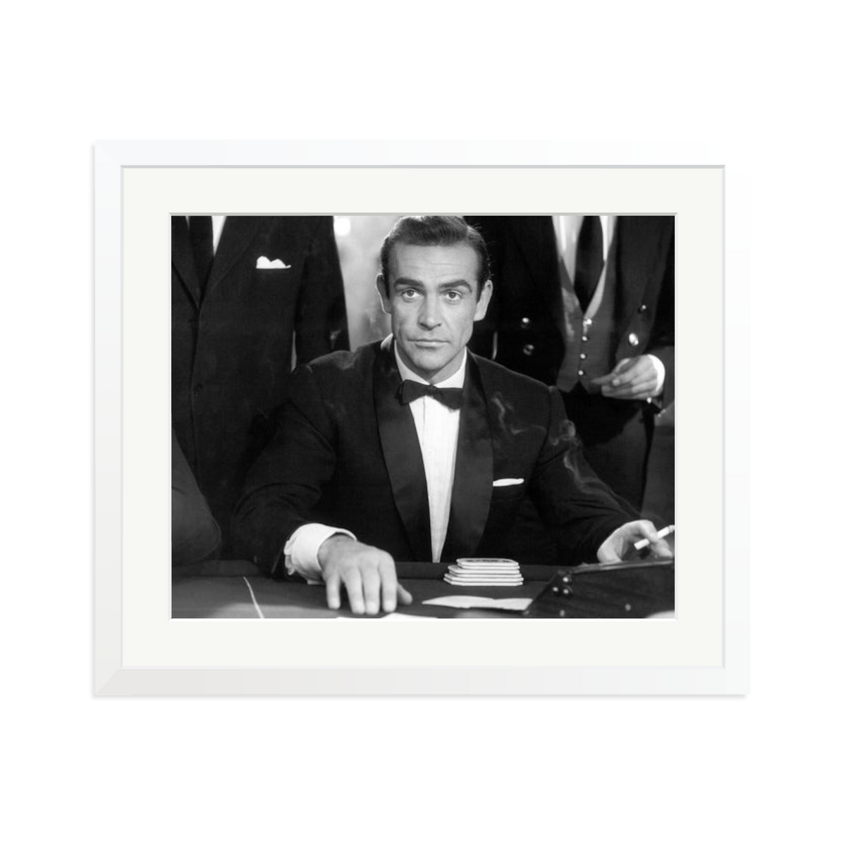 Sean Connery as Bond in Dr No Framed Print White Large