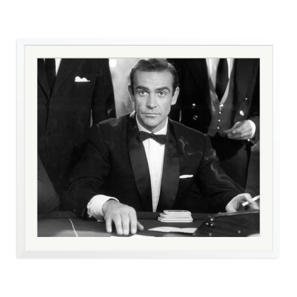 Sean Connery as Bond in Dr No Framed Print White XXL