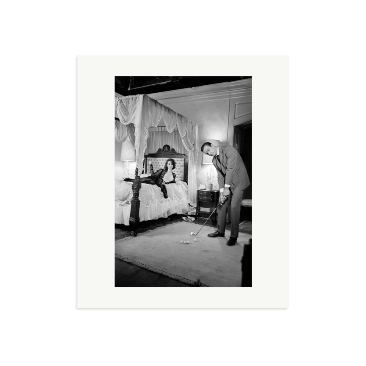 Connery, Golf on Set Framed Print Print Only Large