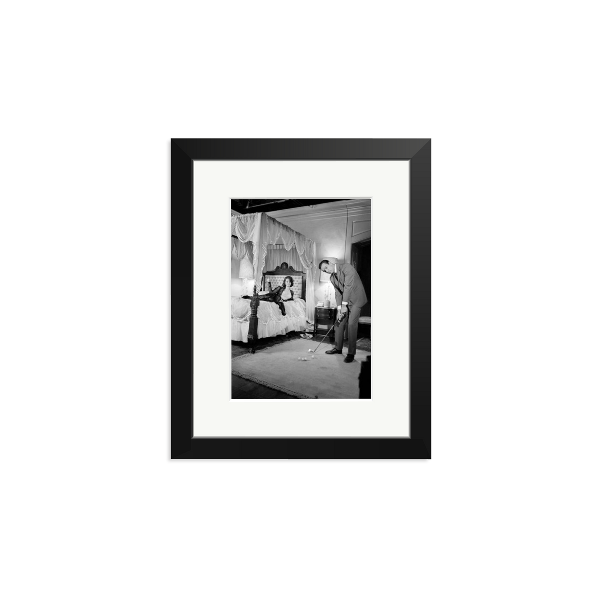 Connery, Golf on Set Framed Print Black Small