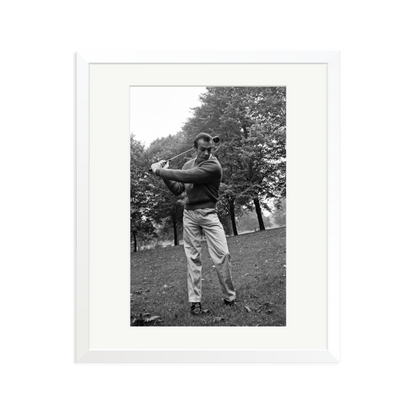 Sean Connery Plays Golf Framed Print White Large