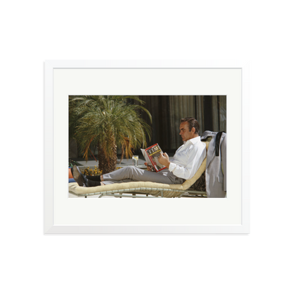 Sean Connery Lounging Framed Print White Large