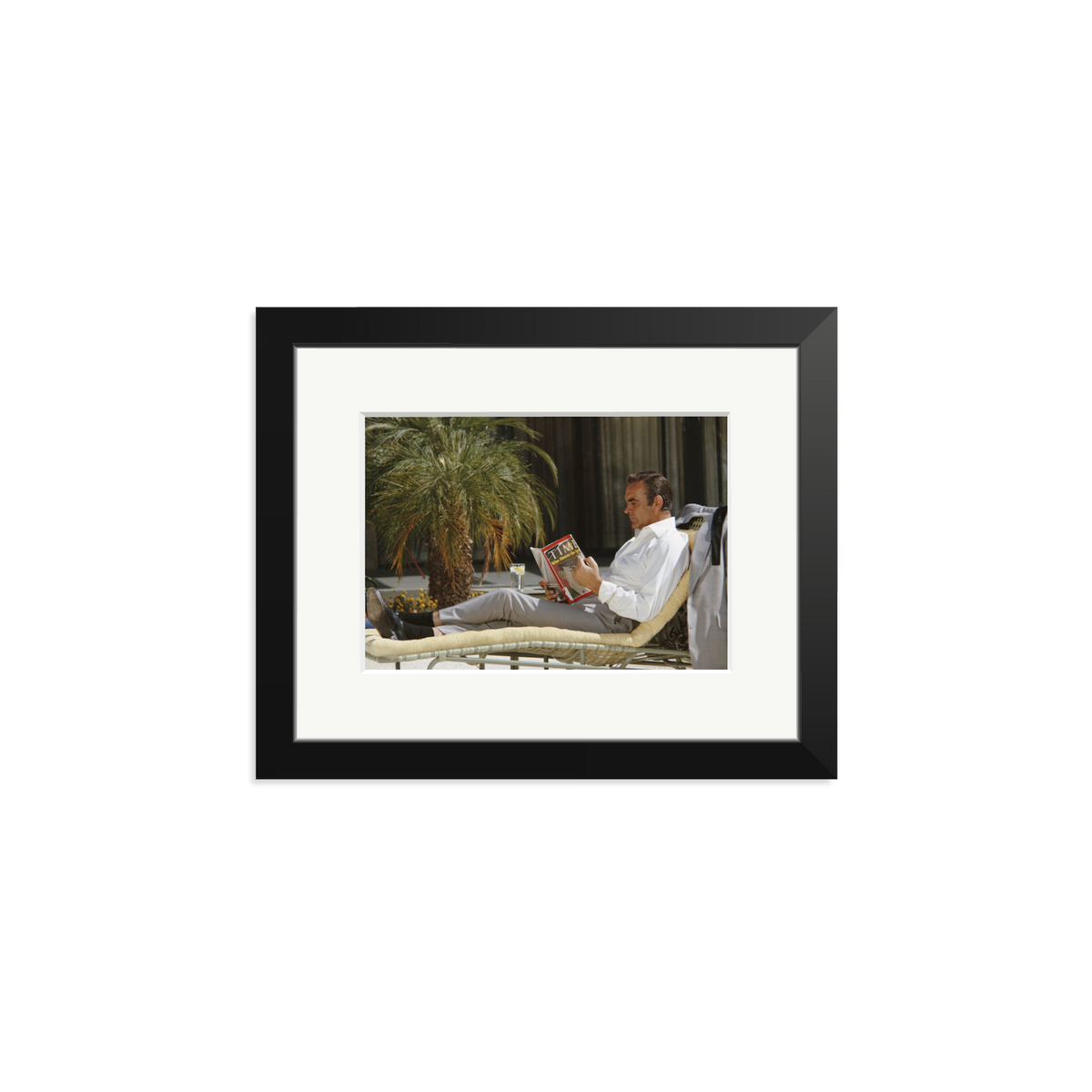 Sean Connery Lounging Framed Print Black Small