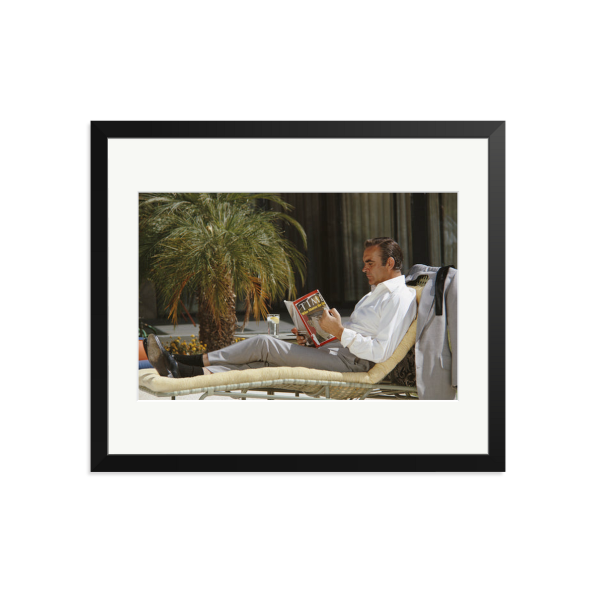 Sean Connery Lounging Framed Print Black Large