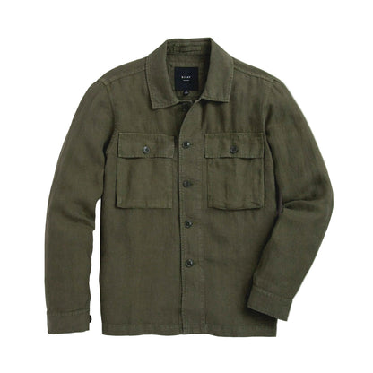 Rivay Linen Correspondent Jacket in Military Olive