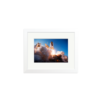 Space Shuttle Discovery Liftoff Framed Print White Small
