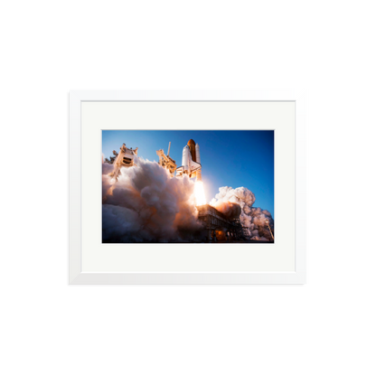 Space Shuttle Discovery Liftoff Framed Print White Medium