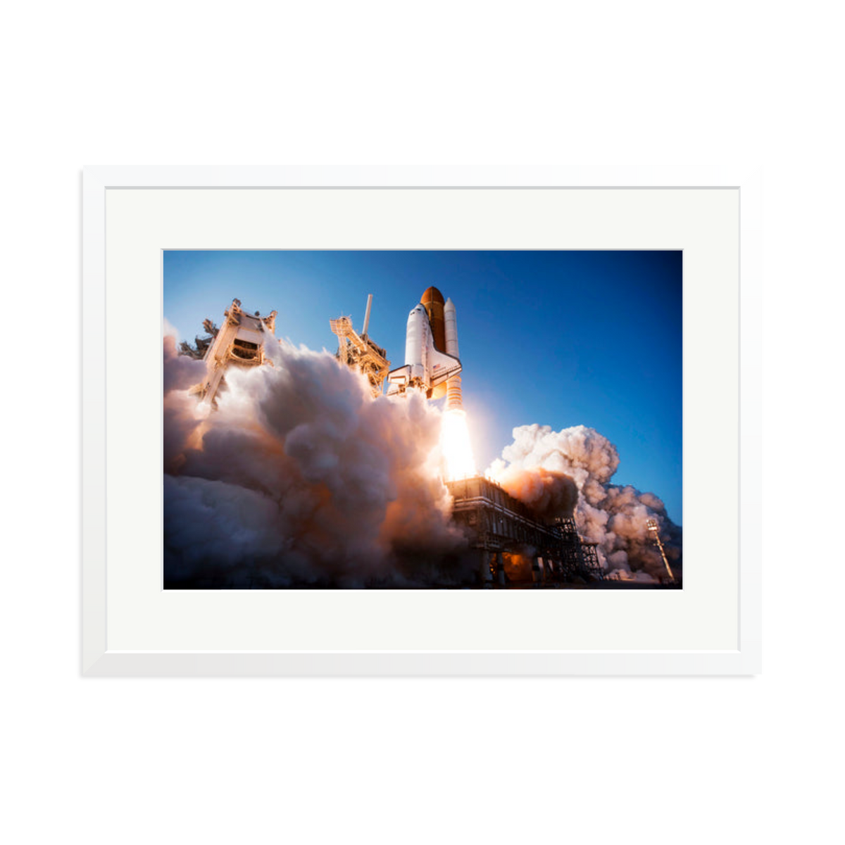 Space Shuttle Discovery Liftoff Framed Print White XL