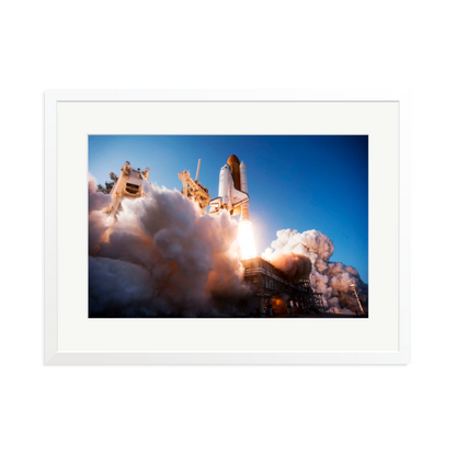 Space Shuttle Discovery Liftoff Framed Print White XL