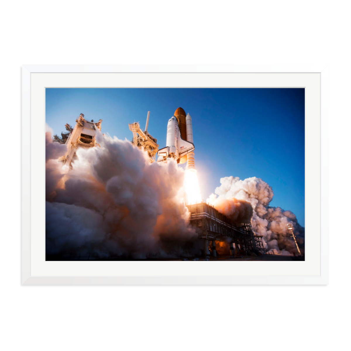 Space Shuttle Discovery Liftoff Framed Print White XXL
