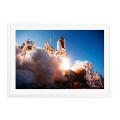 Space Shuttle Discovery Liftoff Framed Print White XXL