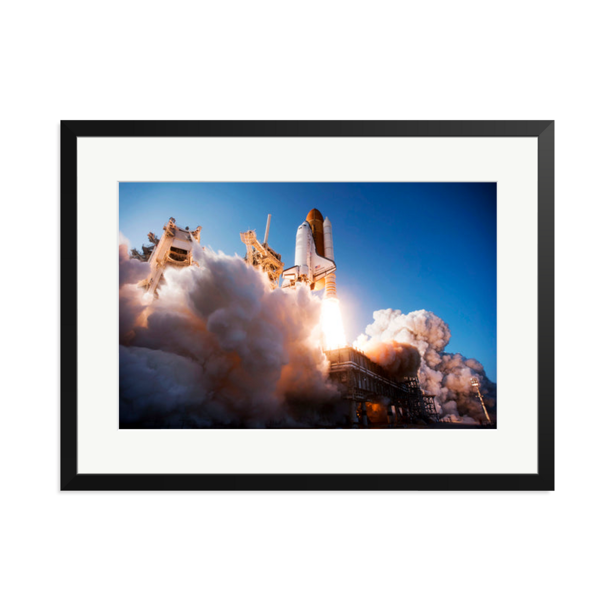 Space Shuttle Discovery Liftoff Framed Print Black XL