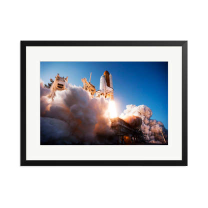 Space Shuttle Discovery Liftoff Framed Print Black XL